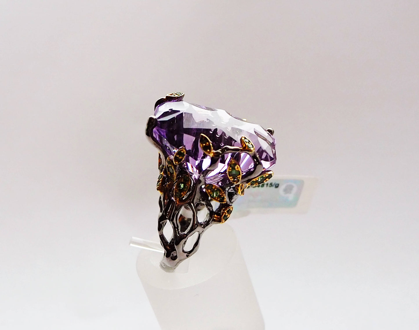 Silver Ring with Amethyst and Tsavorite Garnets
