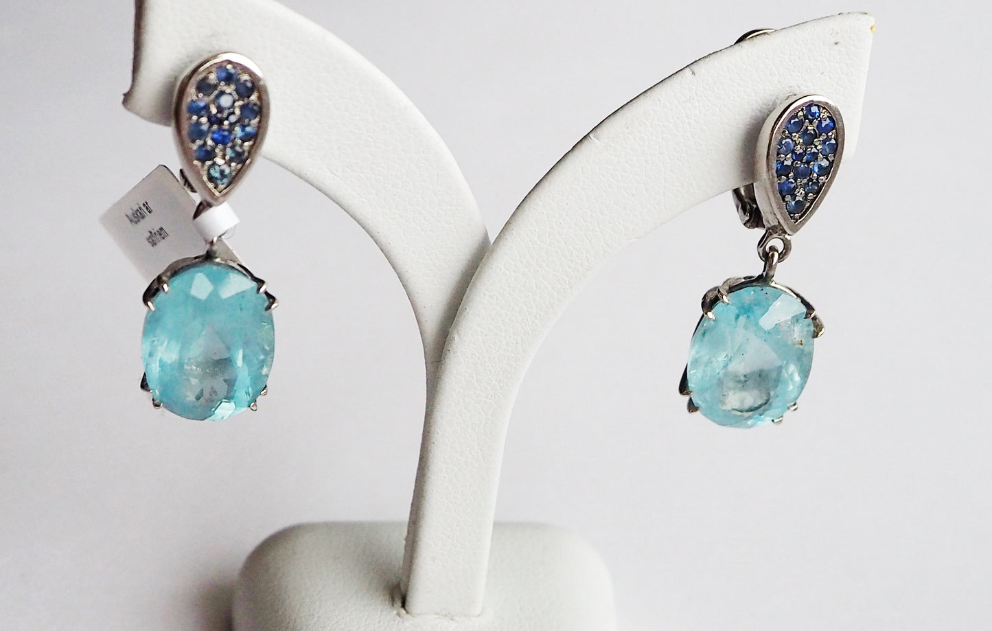 Silver Earrings with Aquamarines and Blue Sapphires