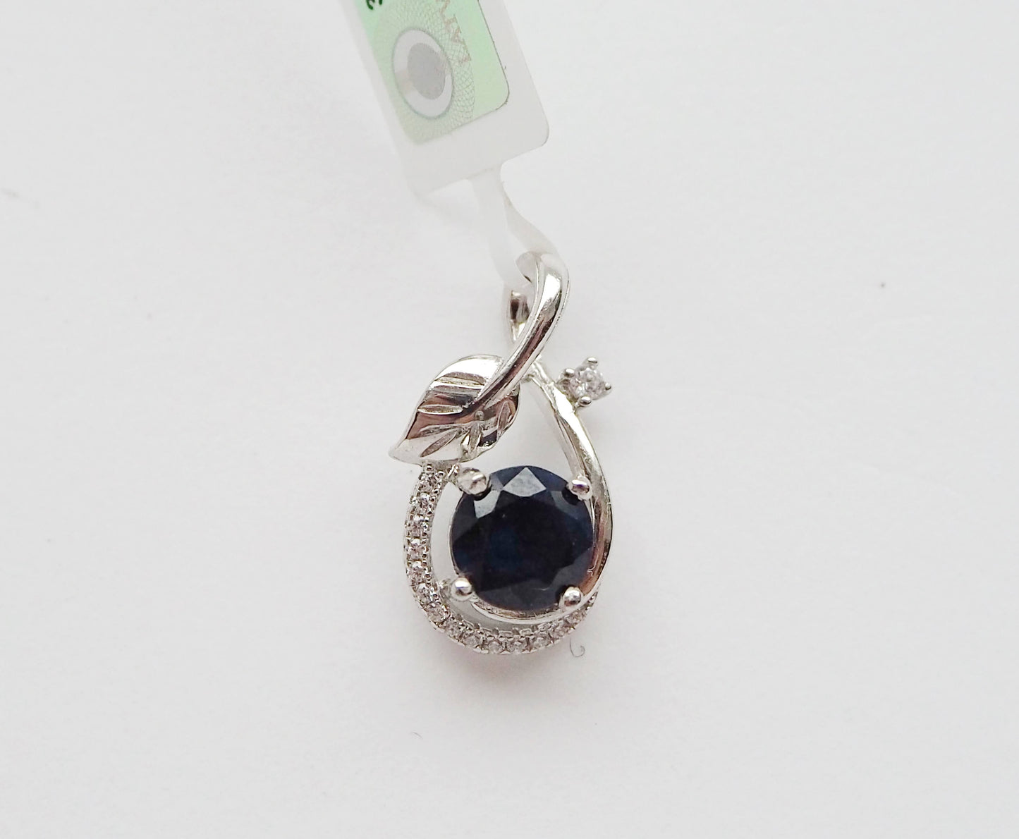 Silver Pendant with Sapphire and Zircons
