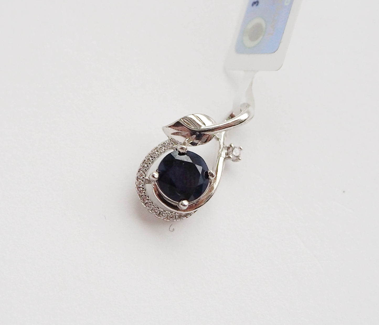 Silver Pendant with Sapphire and Zircons