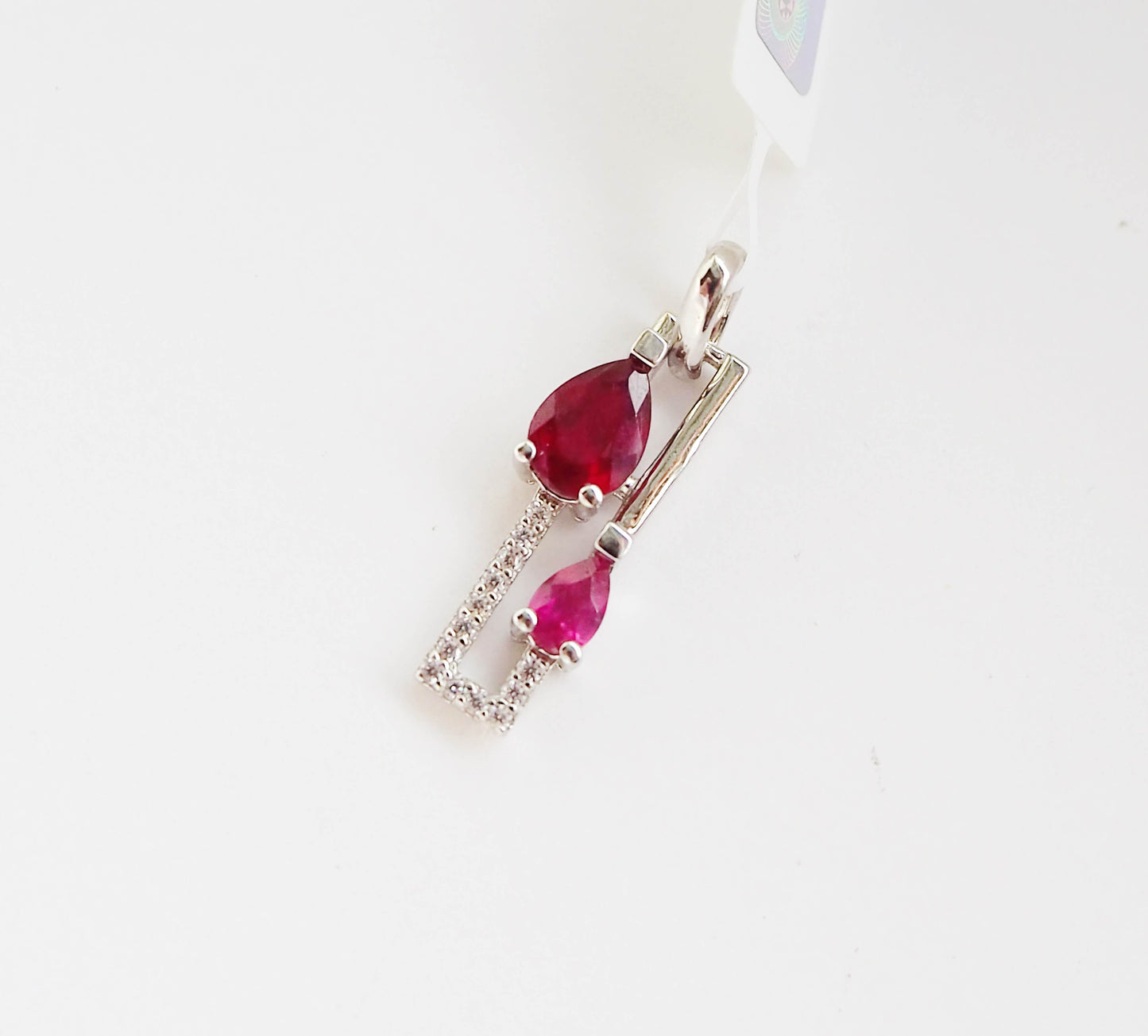 Silver Pendant with Rubies and Zircons