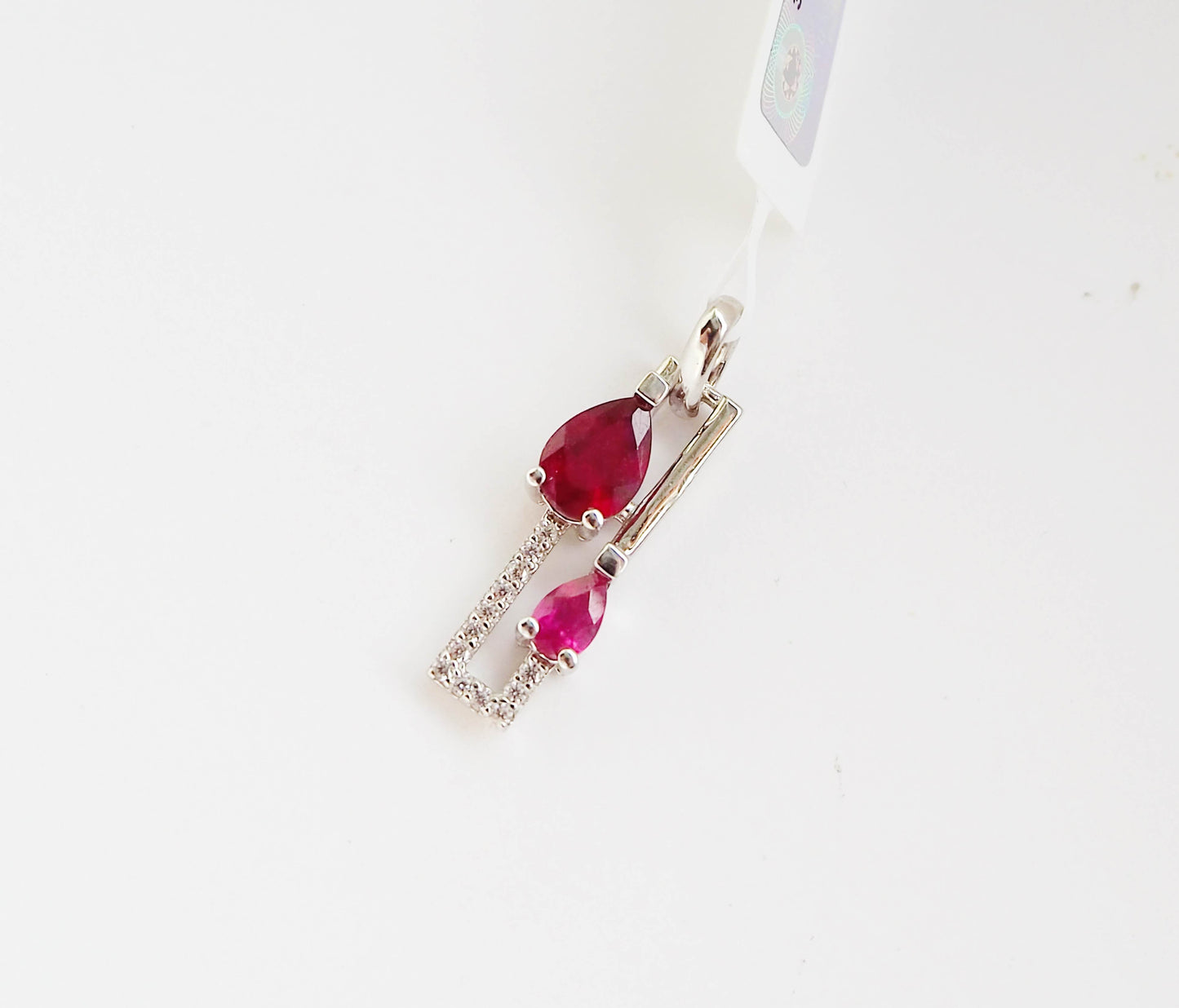 Silver Pendant with Rubies and Zircons