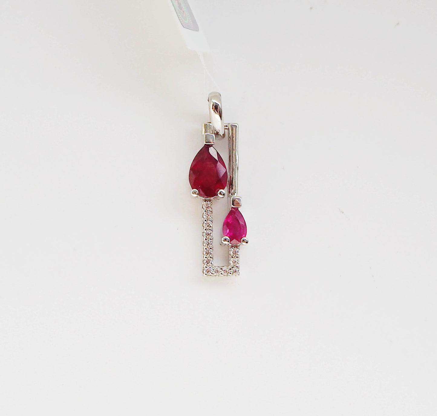 Silver Pendant with Rubies and Zircons