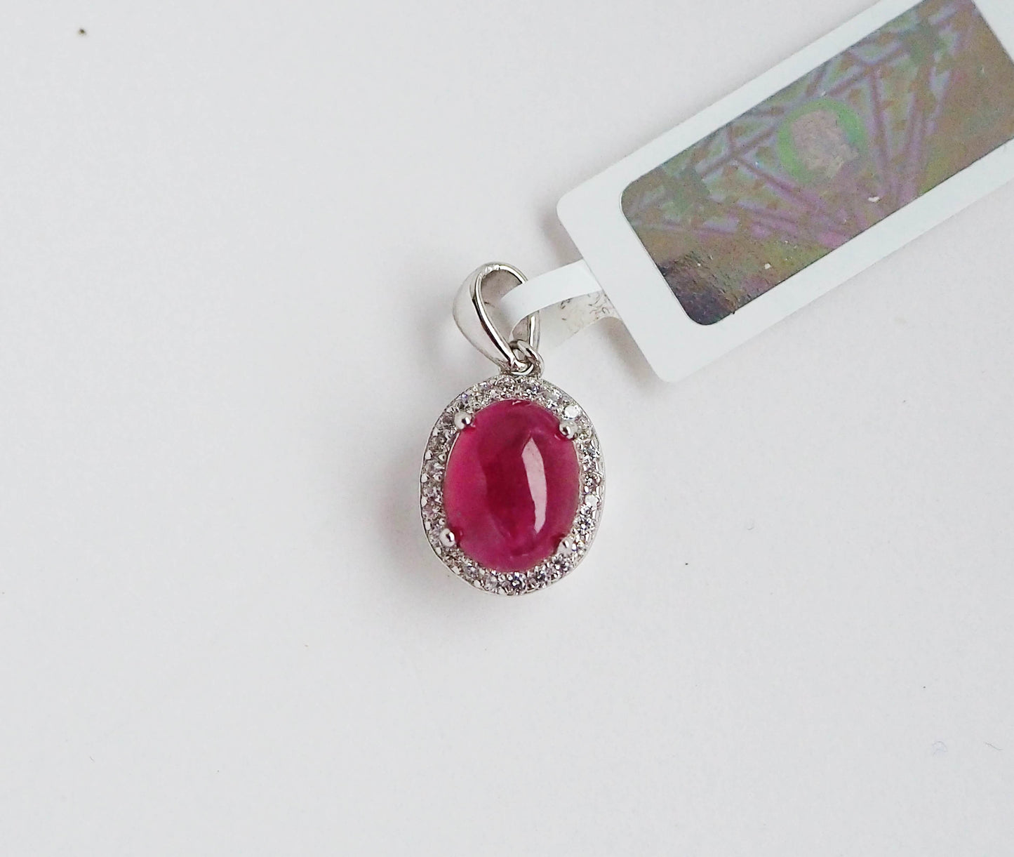 Silver Pendant with Ruby and Zircons