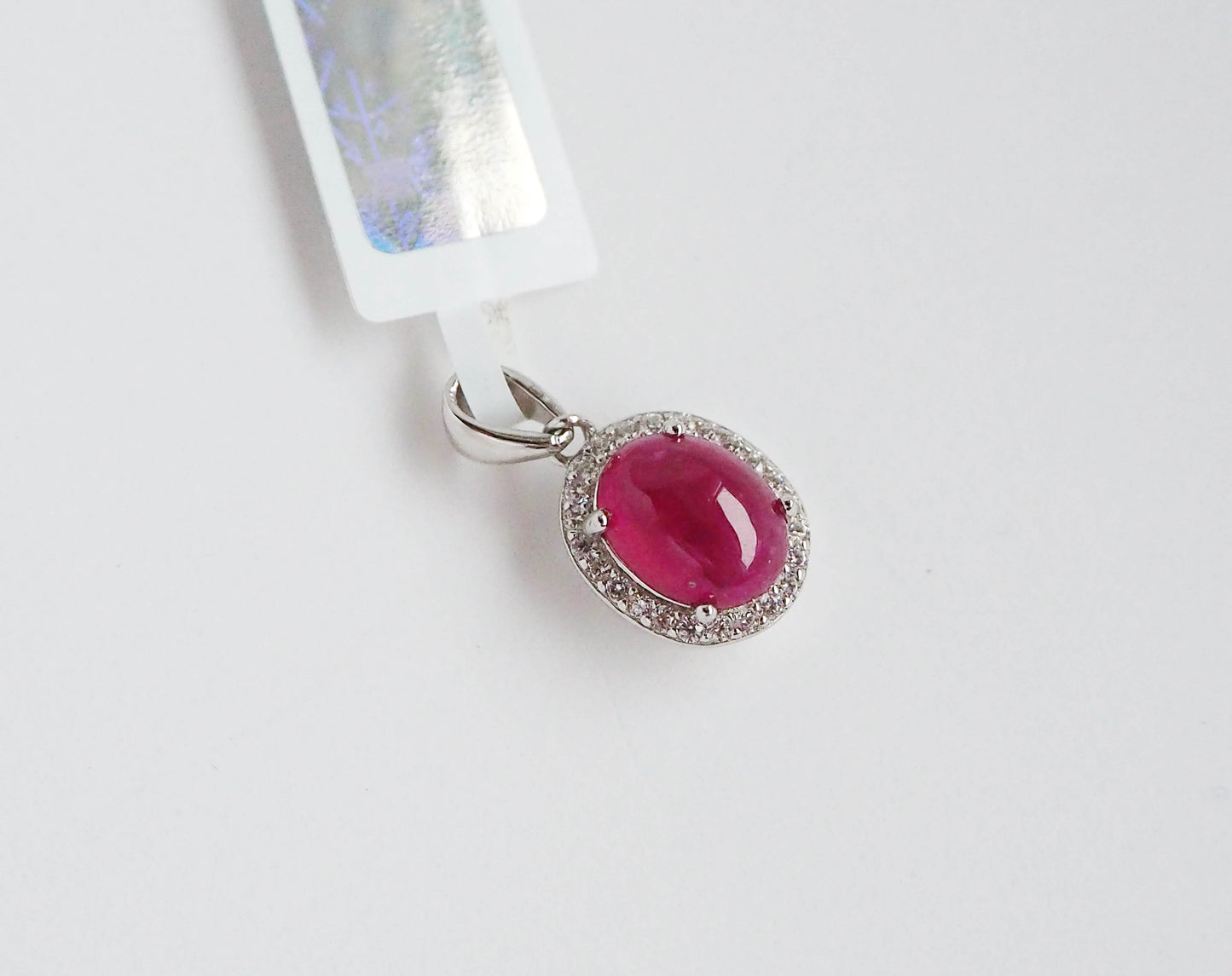 Silver Pendant with Ruby and Zircons