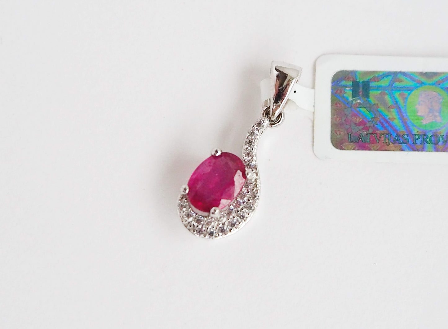 Silver Pendant with Ruby and Zircons