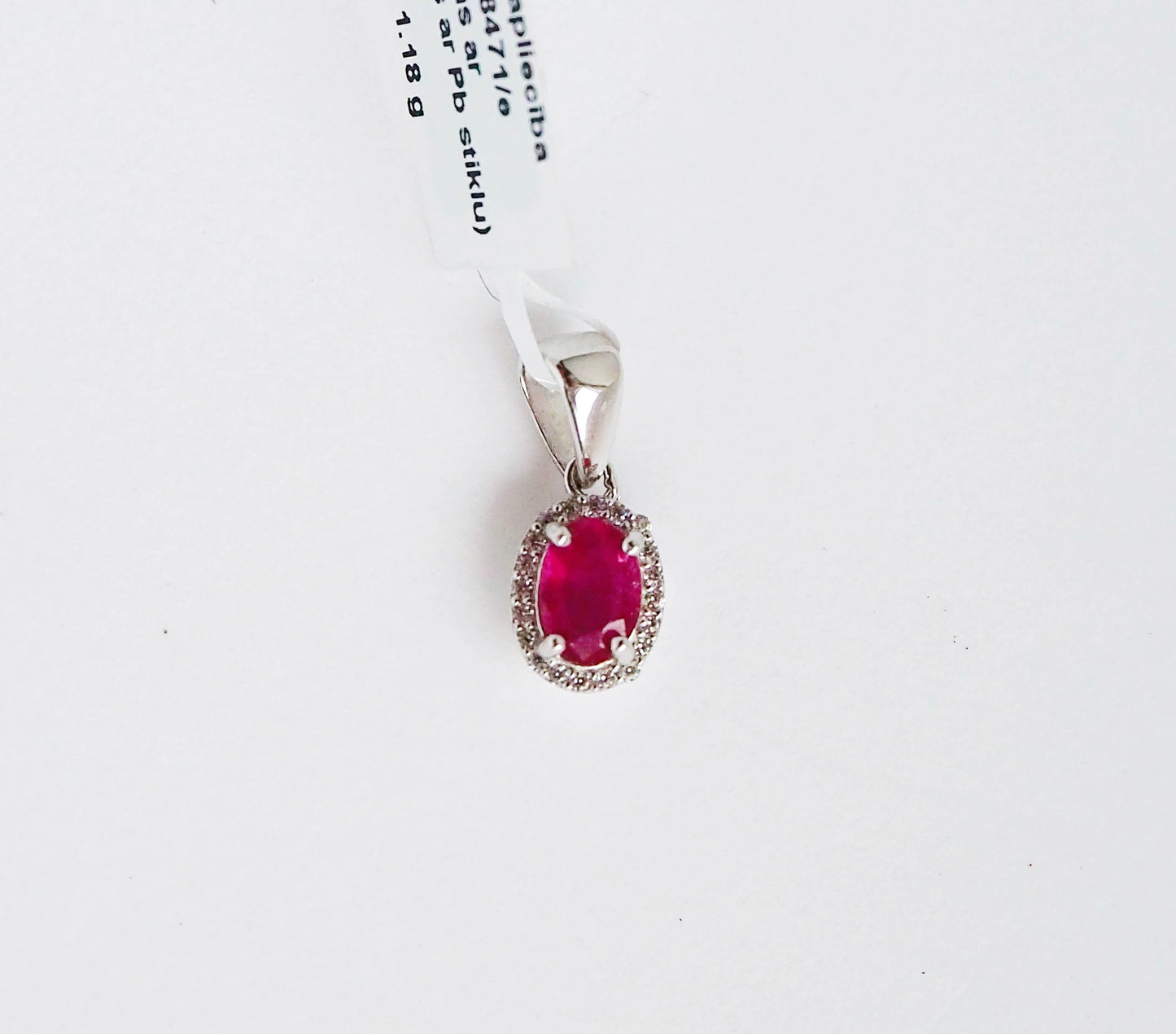 Silver Pendant with Ruby and Zircons