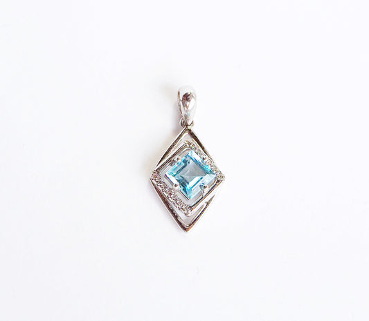 Silver Pendant with Blue Topaz and Zircons