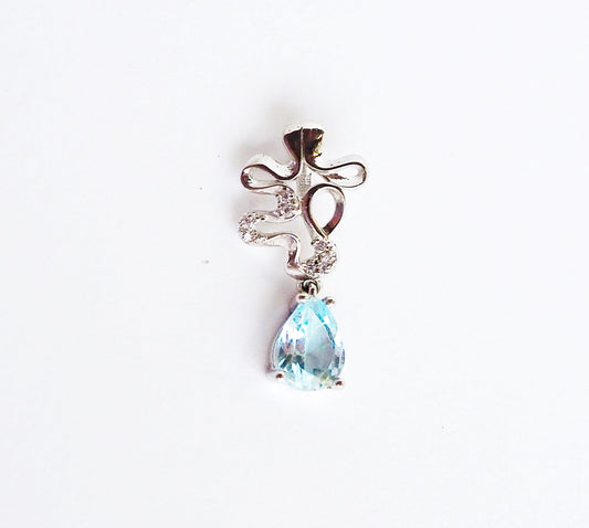 Silver Pendant with Blue Topaz and Zircons