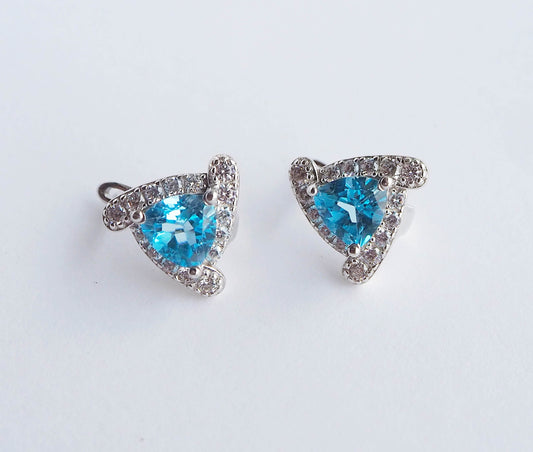 Silver Earrings with Swiss Blue Topazes and Zircons