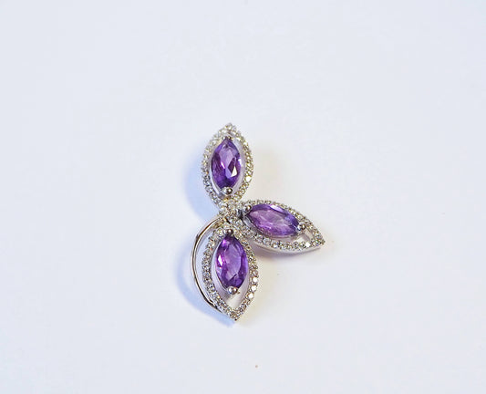 Silver Pendant with Amethysts and Zircons