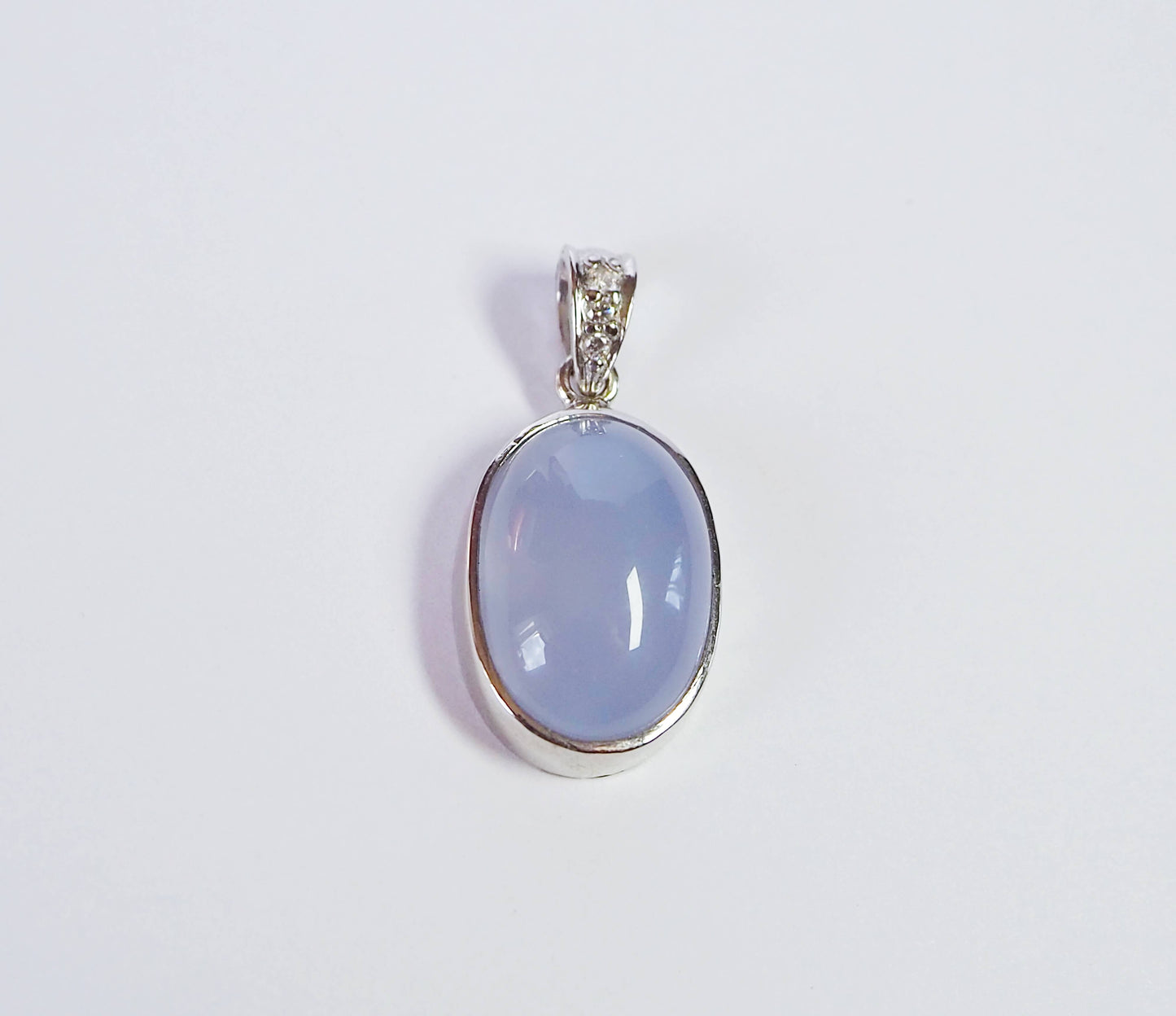 Silver Pendant with Blue Agate and Zircons