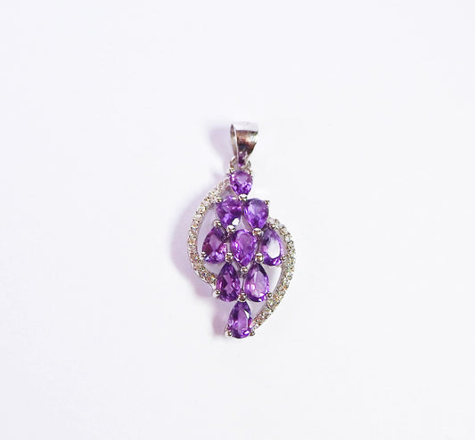 Silver Pendant with Amethysts and Zircons