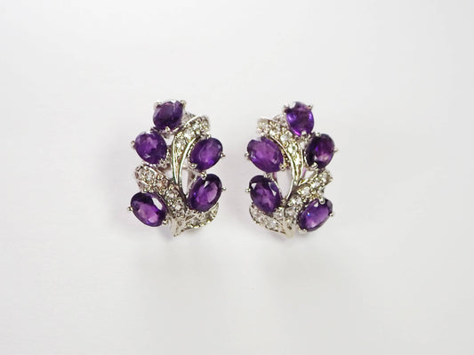 Silver Earrings with Amethysts and Zircons