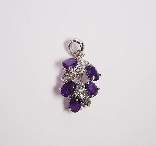 Silver Pendant with Amethysts and Zircons