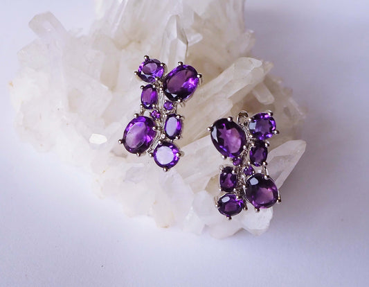 Silver Earrings with Amethysts