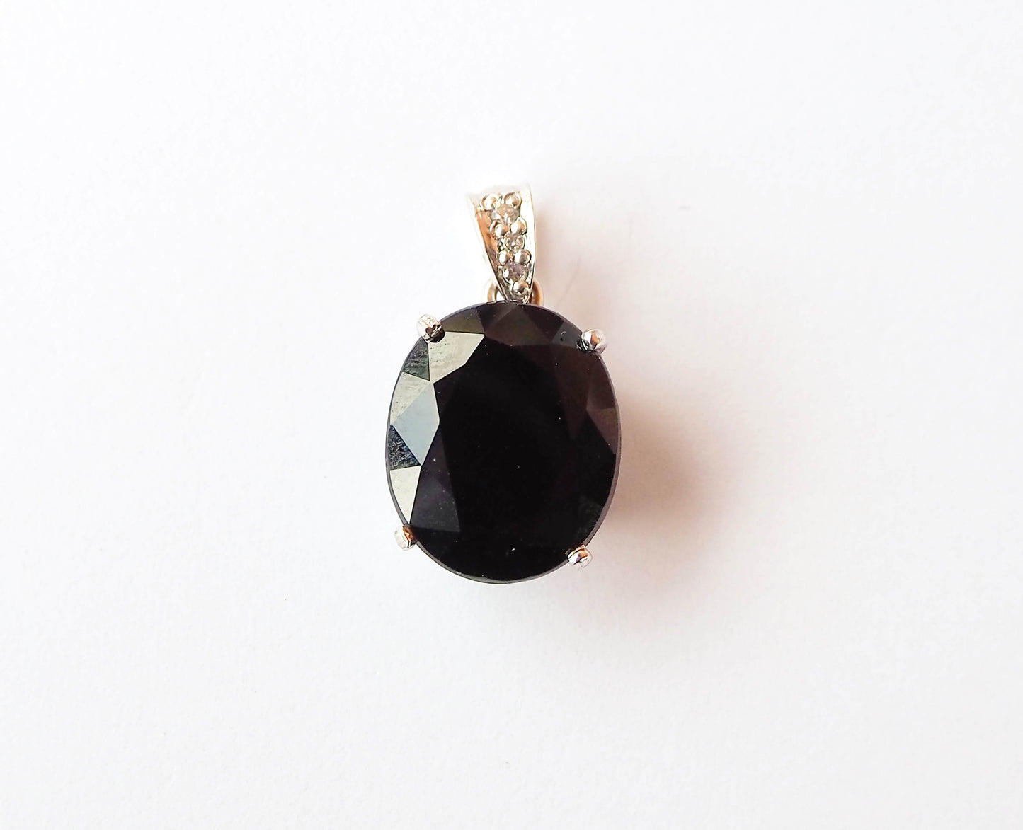 Silver Pendant with Onyx and Zircons