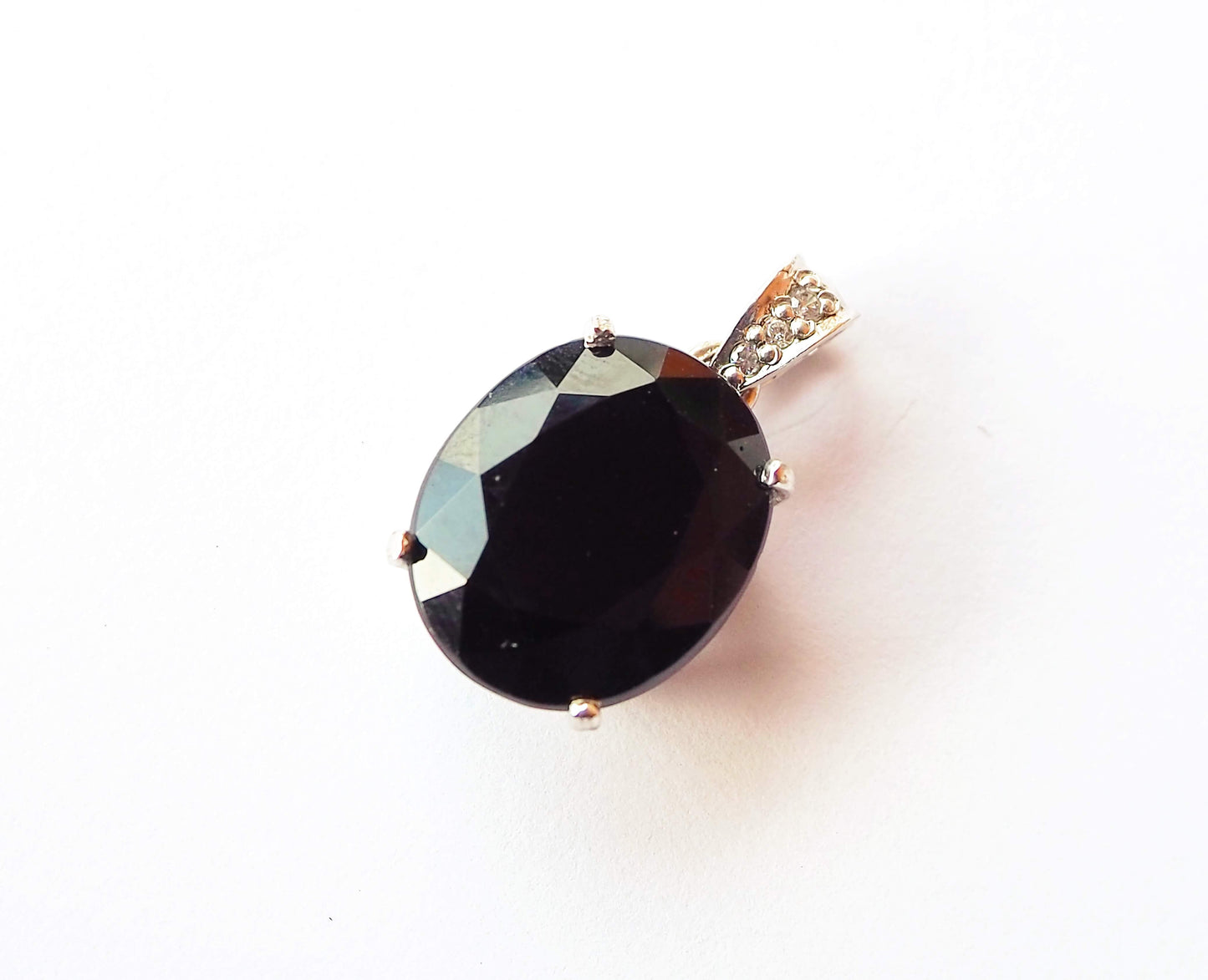 Silver Pendant with Onyx and Zircons