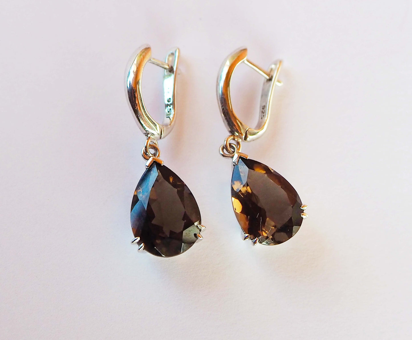 Silver Earrings with Smoky Quartz