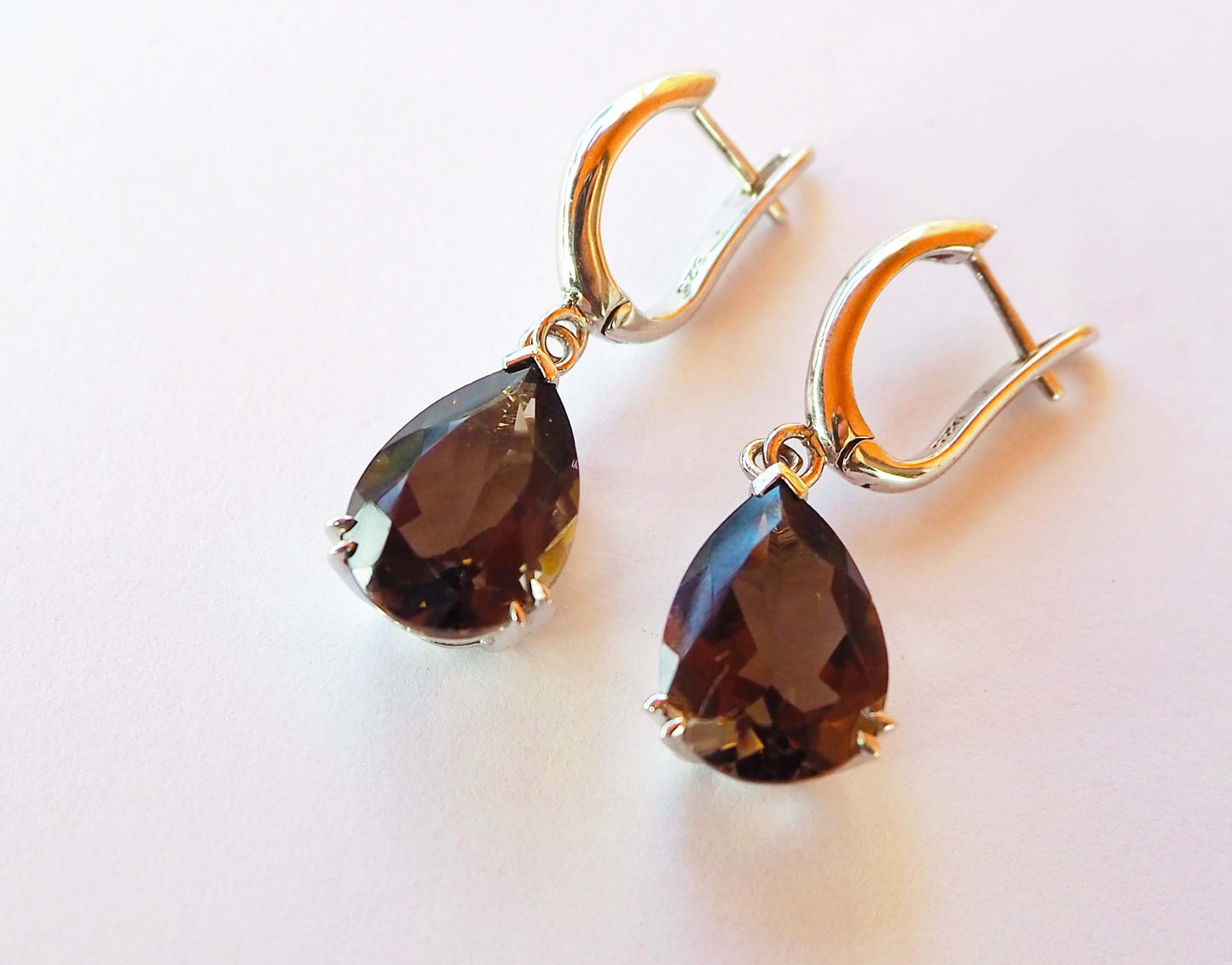 Silver Earrings with Smoky Quartz