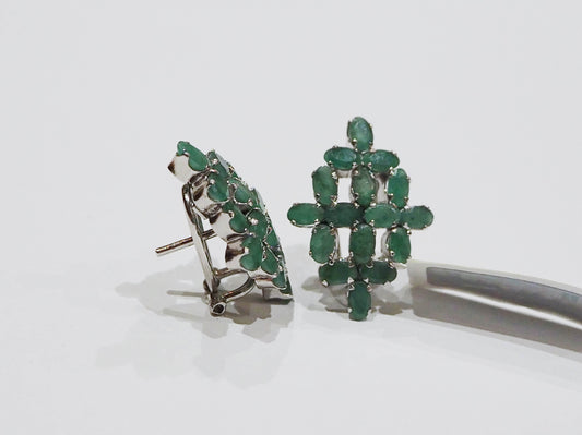 Silver Earrings with Emeralds