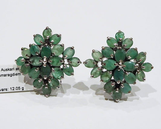 Silver Earrings with Emeralds