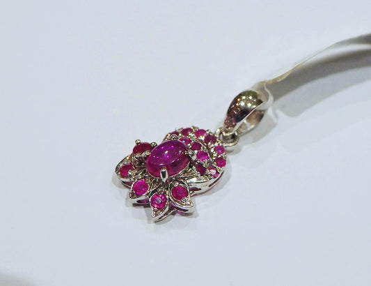 Silver Pendant with Rubies