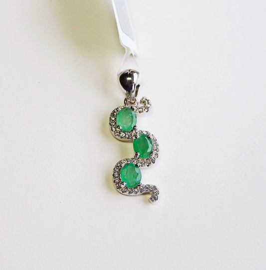 Silver Pendant with Emeralds and Zircons