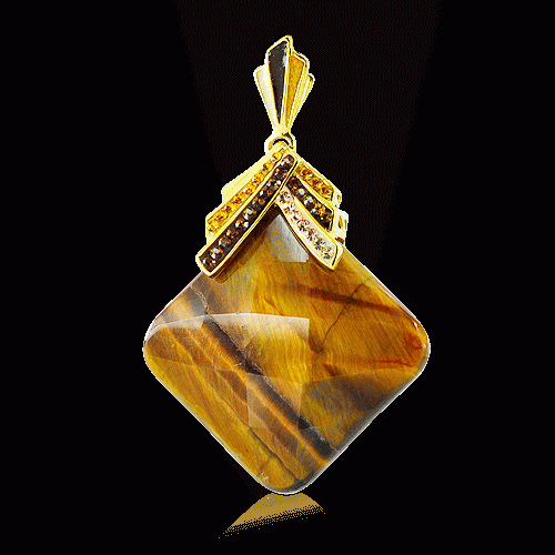 Silver Pendant with Tiger's Eye and SWAROVSKI Crystals