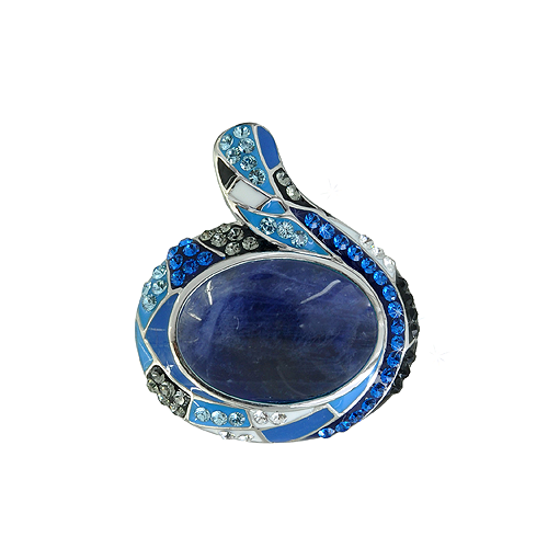 Silver Pendant with Lapis Lazuli and SWAROVSKI crystals. - AnArt