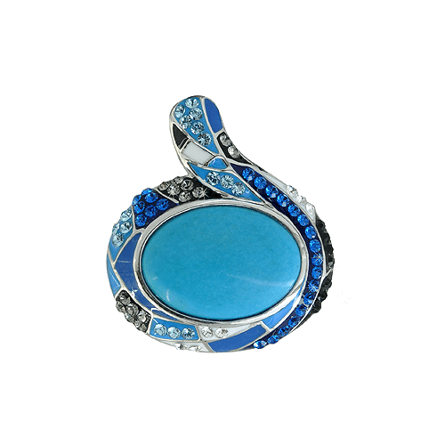 Silver Pendant with Turquoise and SWAROVSKI Crystals - AnArt