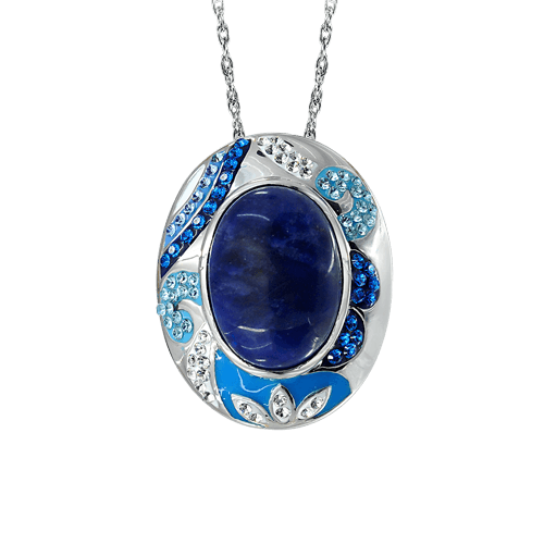 Silver Pendant with Lapis Lazuli and SWAROVSKI crystals - AnArt