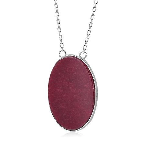 Silver Necklace with with Red Jasper